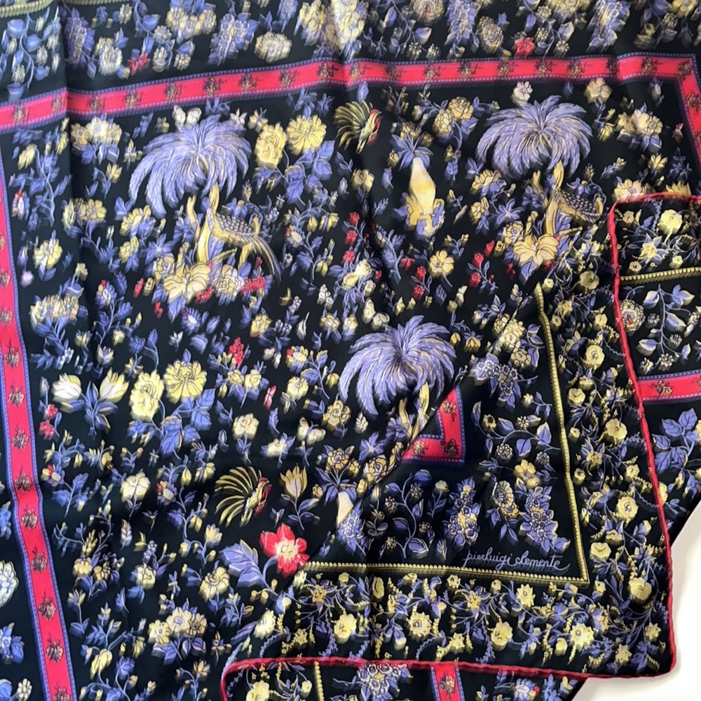 Pierluigi Clemente Square Floral Tropical Silk Scarf - Italy